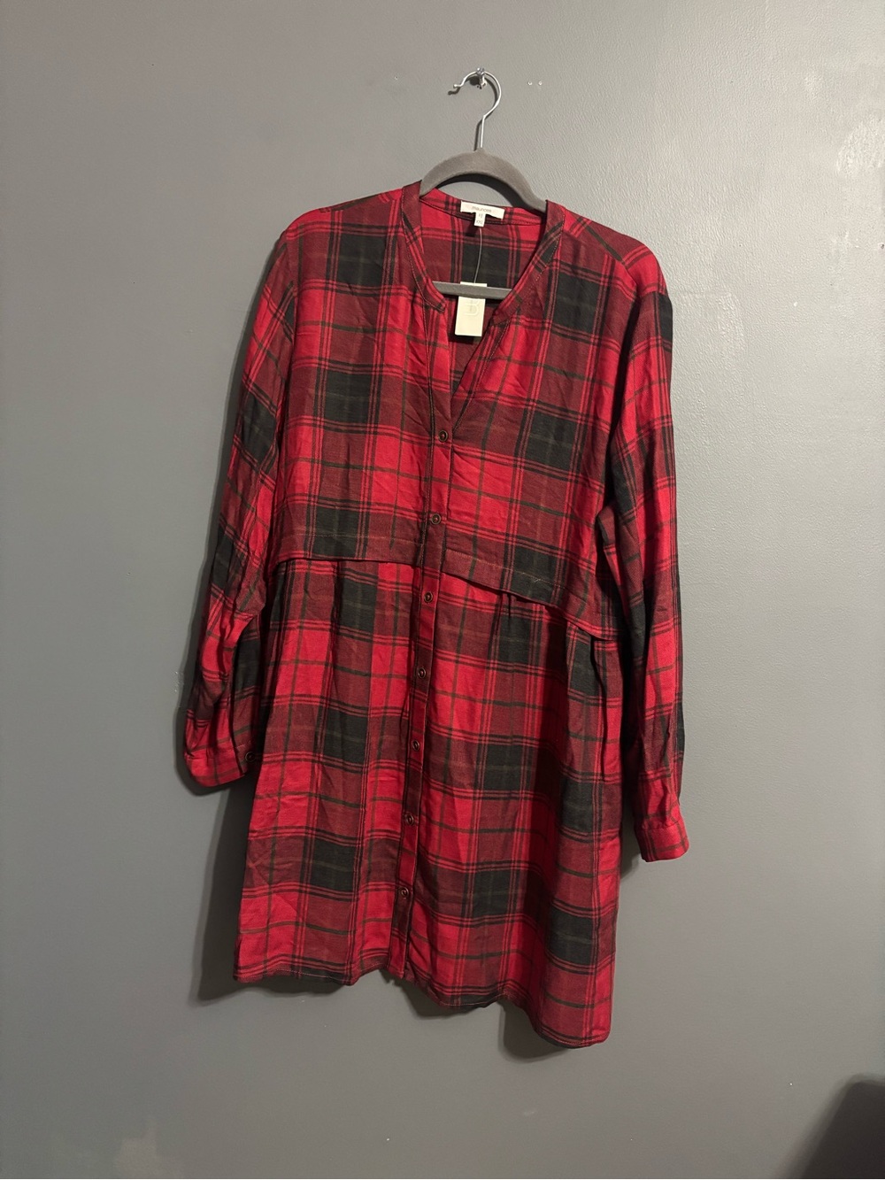 NWT Maurice’s red black plaid button cottagecore preppy holiday dress womens XXL
